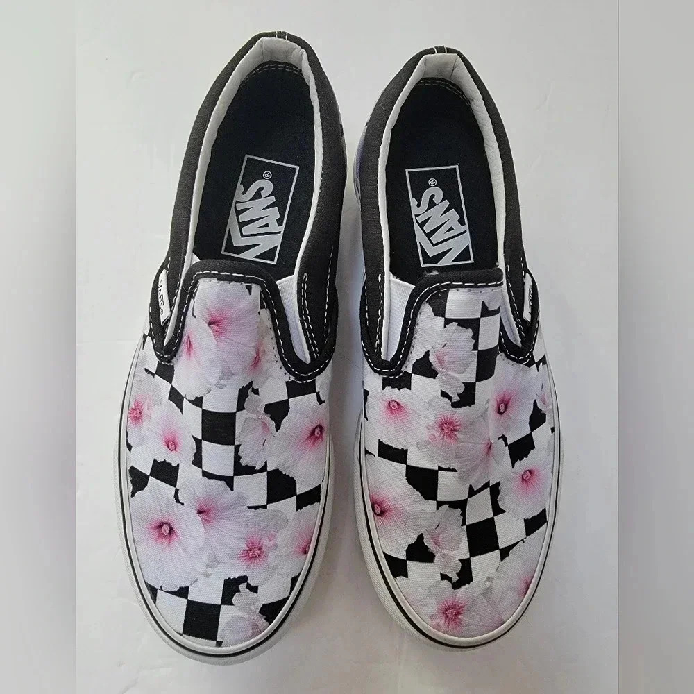 Vans Hibiscus Check Unisex Classic Slip On Shoes Womens 5 Men's 3.5